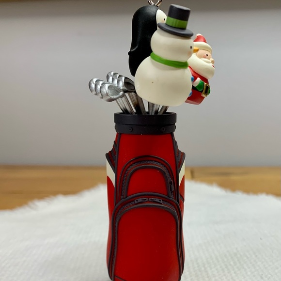 Hallmark Golf Bag Christmas Ornament Dated 2010 Snowman, Penguin, Santa Covers - Picture 2 of 7